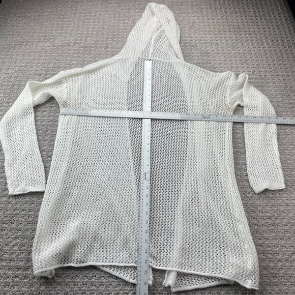 Introspect Plus Open Knit See Through Sweater Women Size 1X White Hooded - Picture 4 of 7